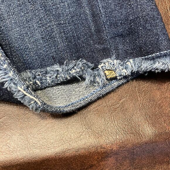 Paige Jimmy Jimmy Dark Wash Raw Hem Denim Shorts Womens 25 Summer Classic - Picture 7 of 13